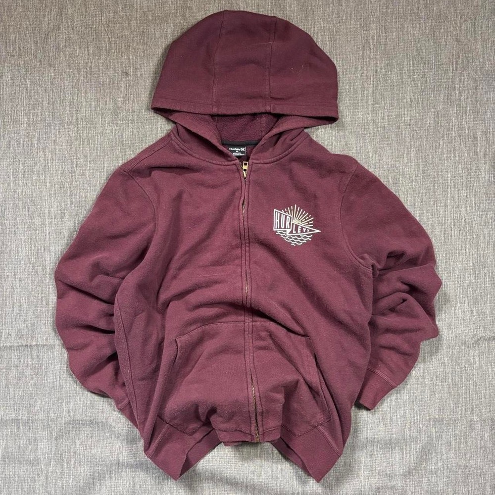 Hurley burgundy zip up hoodie - M